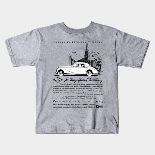 RILEY 2 1/2 LITRE SALOON - advert Kids T-Shirt by Throwback Motors